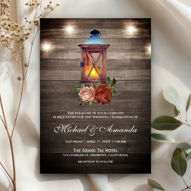 Convites Iluminação Floral em Madeira Rústica para Casament (Criador carregado)
