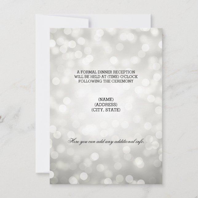 Convites Iluminação Prateada para Recepção de Casamento (Frente)