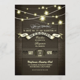 Convites iluminação rústica de corda para casamento com bur