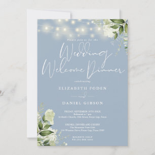 Convites Iluminação Verde Casamento Azul Empoeirado Bem-vin