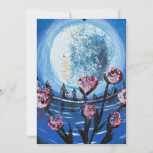 Convites Iluminado pela lua e flores - obra de arte feita à
