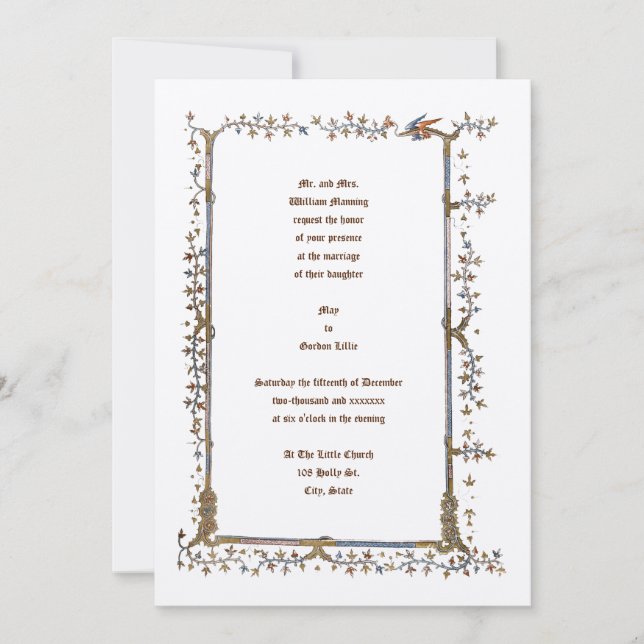 Convites Iluminados Medievais para Casamento de Dr (Frente)