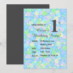 Convites Ilusima Rainbow Pastel Doys Blue Birthday In