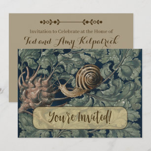 Convites Ilustração Antiga de Caracol Botânico Art Nouveau