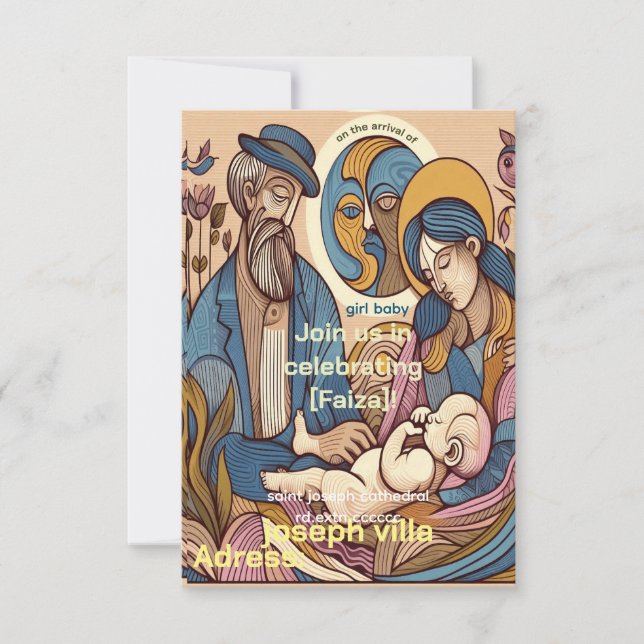 Convites ilustração aquarela vintage menina chuveiro em (Frente)