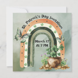 Convites Ilustração Arco-íris Aquarela Verde Boêmia