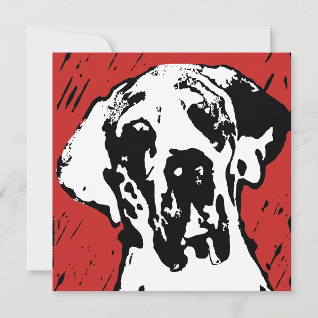 Convites Ilustração artística de Great Dane (Frente)