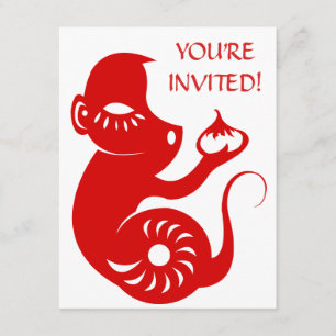 CONVITES ILUSTRAÇÃO CHINESA DO MACACO DO ZODÍACO PAPERCU