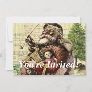 Convites Ilustração Clássica da Árvore Santa feliz