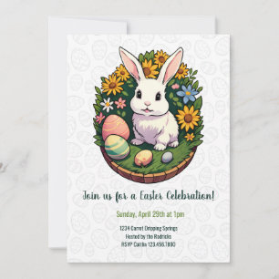 Convites Ilustração Clássica de Coelhinho de Páscoa. Felz p
