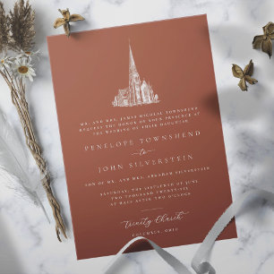 Convites Ilustração da Igreja Elegante Casamento Formal Lar