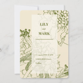 Convites Ilustração da linha de flores do Jardim Scabiosa.