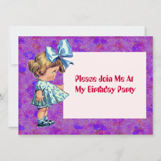 Convites Ilustração da menina do vintage - o aniversário