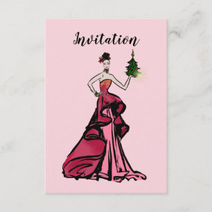 Convites Ilustração da Moda de Natal com árvore