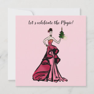 Convites Ilustração da Moda de Natal com árvore