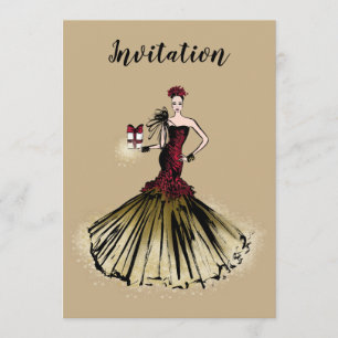 Convites Ilustração da Moda de Natal com encomenda