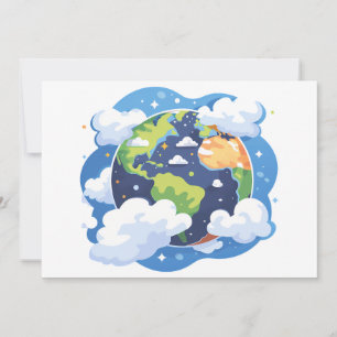 Convites Ilustração da Terra com Nuvens no Espaço
