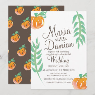 Convites Ilustração de Abóbora em Aquarela Casamento de Out