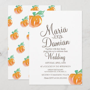 Convites Ilustração de Abóbora em Aquarela Casamento de Out