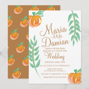 Convites Ilustração de Abóbora em Aquarela Casamento Verde