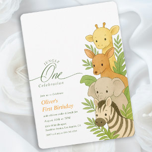 Convites Ilustração de Aniversário de Animal Wild One 1º An