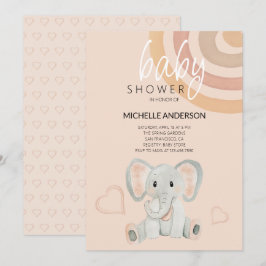 Convites Ilustração de Aquarela de Elefante de Escamudo Cor