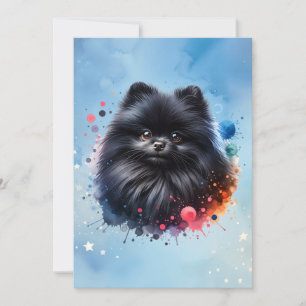 Convites Ilustração de aquarela pomeraniana preta