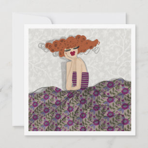 Convites Ilustração de Arte de Moda Floral Fada Menina Cart