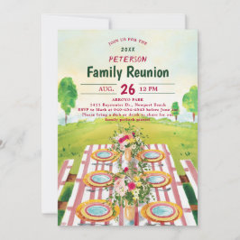 Convites Ilustração de Arte de Verão Picnic da Reunião Fami