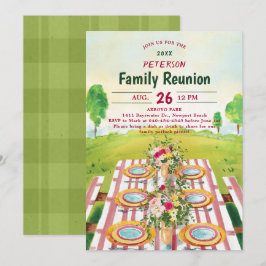 Convites Ilustração de Arte de Verão Picnic da Reunião Fami