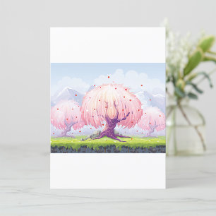 Convites Ilustração de Árvores Rosa