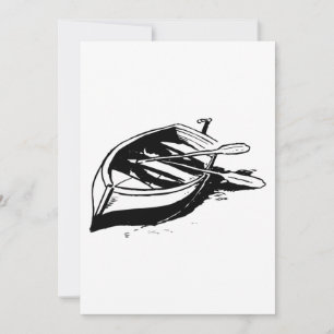 Convites Ilustração de Barco a Remo Náutico Preto e Branco