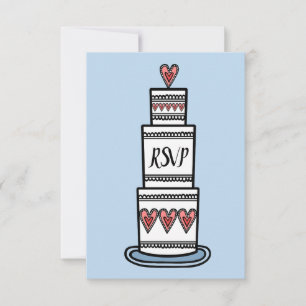 Convites Ilustração de Bolo de Casamento Personalizado RSVP