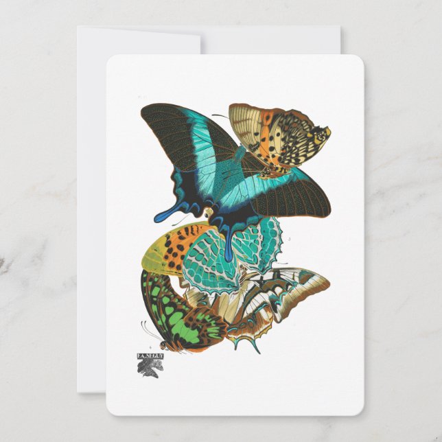 Convites Ilustração de Borboletas Séguy Vintage (Frente)