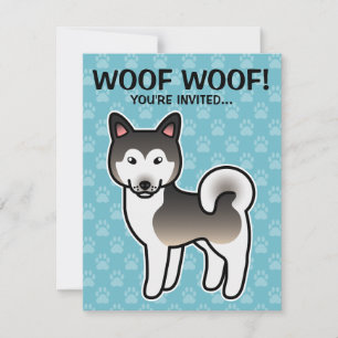 Convites Ilustração de Cachorro Malamute da Cinza Wolf Alas
