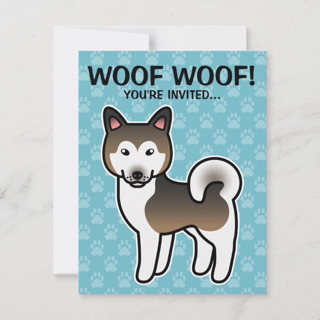 Convites Ilustração de cachorro Malamute do Alasca preto e  (Frente)