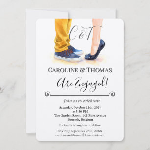 Convites Ilustração de Casal em Aquarela Elegante para Noiv