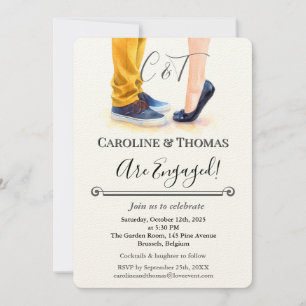 Convites Ilustração de Casal em Aquarela Elegante para Noiv