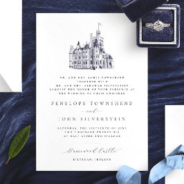 Convites Ilustração de Castelo Elegante Anfitriões de Casam