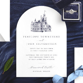 Convites Ilustração de Castelo Vintage Elegante Arco de Cas