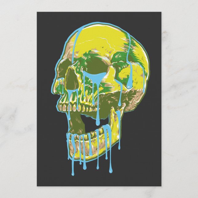 Convites Ilustração de Caveira com Neon Pingando – Arte Gru (Frente)