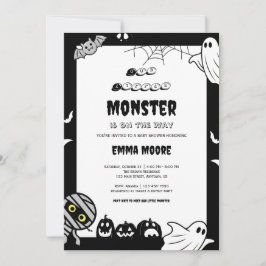 Convites Ilustração de Chá de Bebê do Monstrinho Fofo