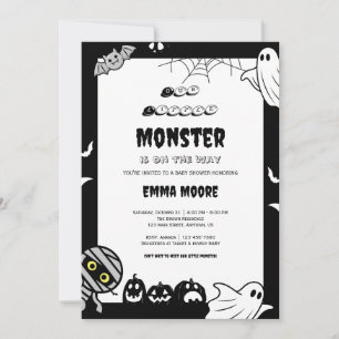 Convites Ilustração de Chá de Bebê do Monstrinho Fofo