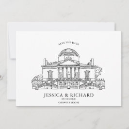 Convites Ilustração de Chateau de Local Desenhado à Mão Ele