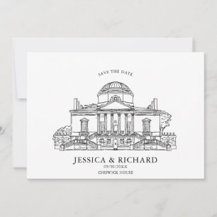 Convites Ilustração de Chateau de Local Desenhado à Mão Ele