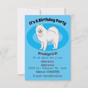 Convites Ilustração de desenho animado com cão Samoyed