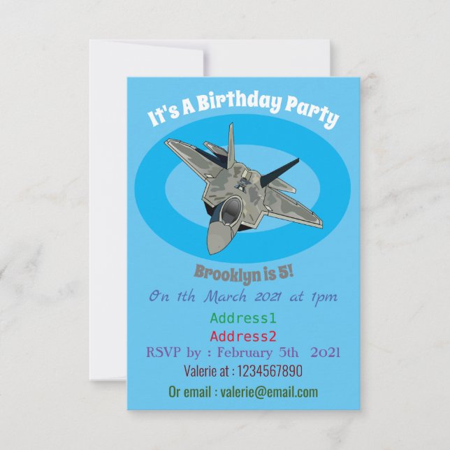 Convites Ilustração de desenho animado de aeronaves de comb (Frente)