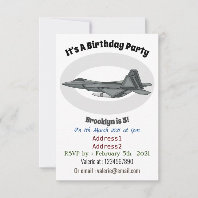 Convites Ilustração de desenho animado de aeronaves de comb (Frente)