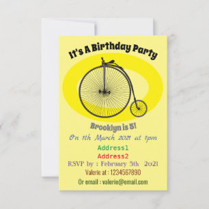 Convites Ilustração de desenho animado de bicicleta de roda