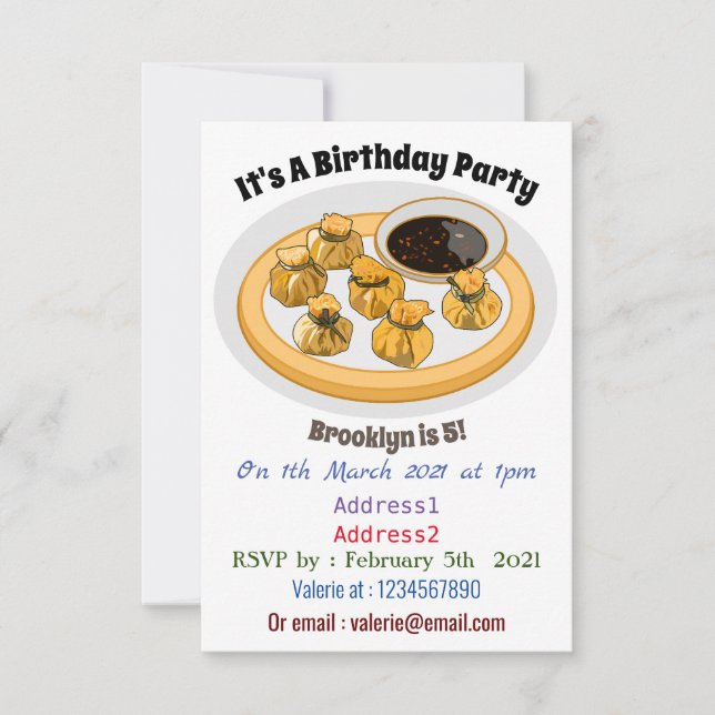 Convites Ilustração de desenho animado de camarão tailandês (Frente)